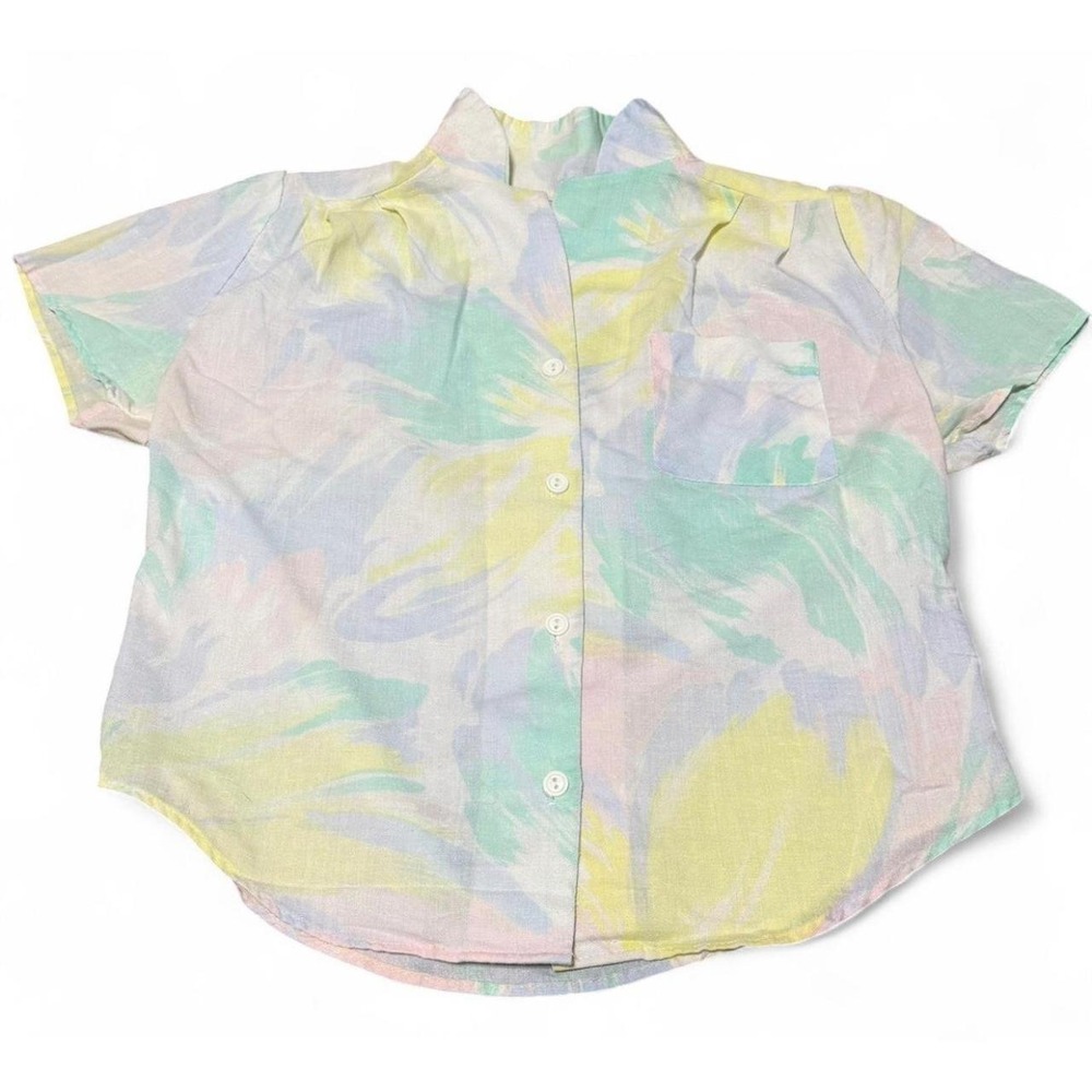 Vintage Hot Stuff Pastel Abstract Button Up Shirt Made in USA Women's Small